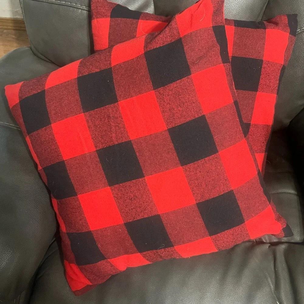 Red and Black Buffalo Plaid Throw Pillow - Classic Holiday Accent get 2